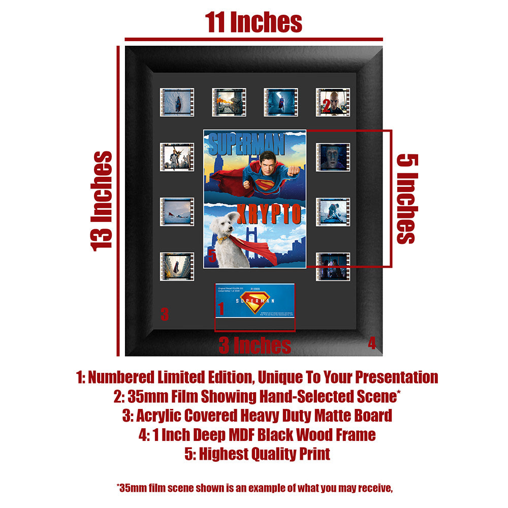 SUPERMAN (2025 Movie) Superman & Krypto FilmCells Mini Montage Framed FilmCells™ Presentation