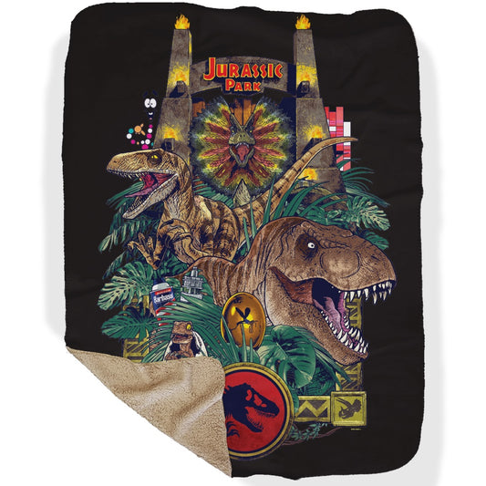 Jurassic Park Sherpa Blanket 37 in x 57 in-6