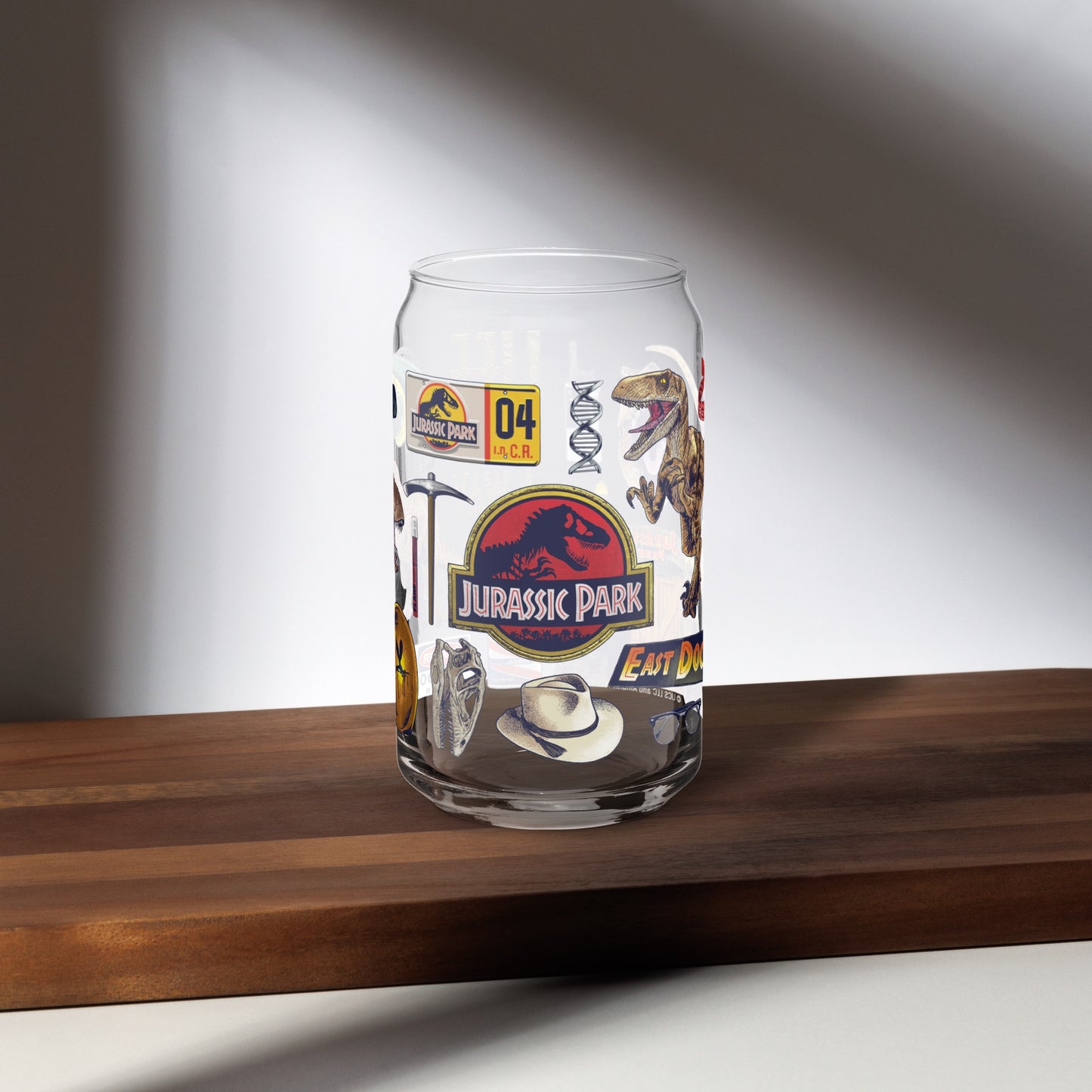 Jurassic Park Icon Collage Can-Shaped Glass