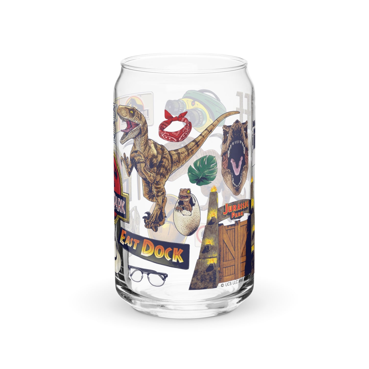 Jurassic Park Icon Collage Can-Shaped Glass