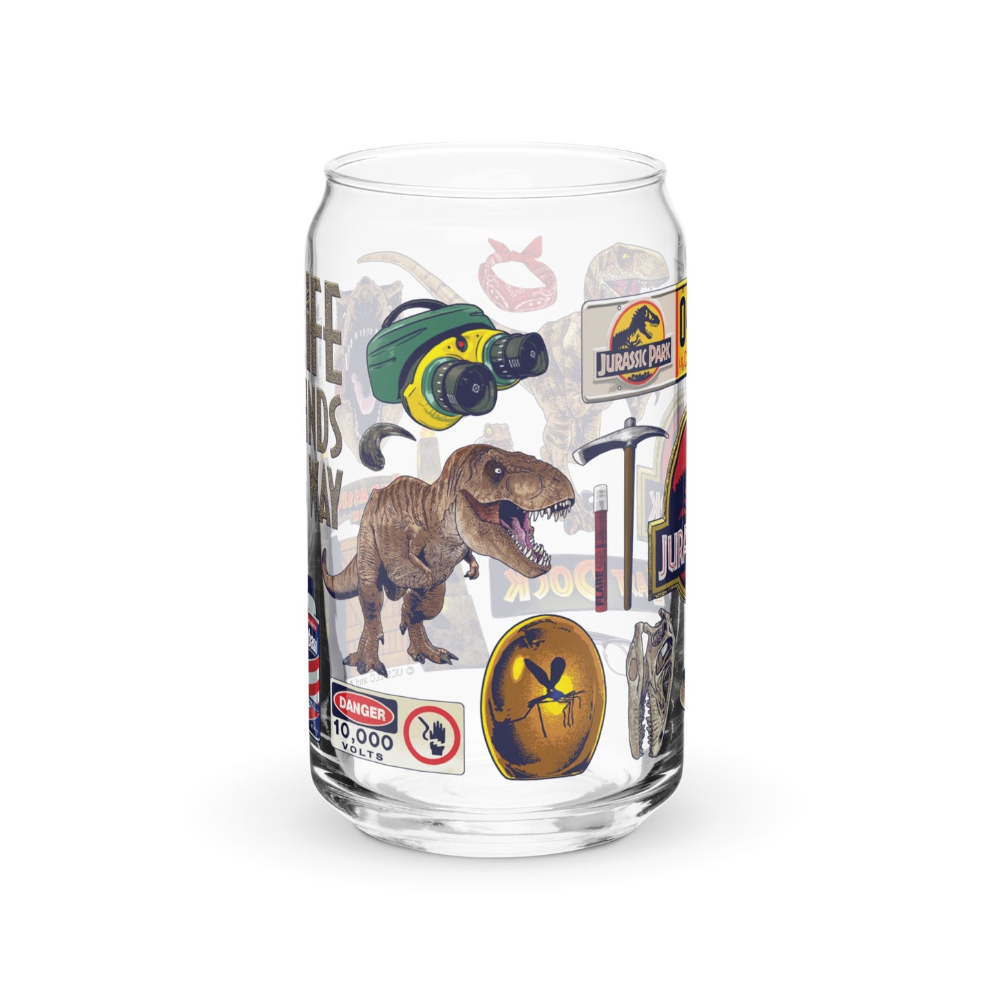 Jurassic Park Icon Collage Can-Shaped Glass