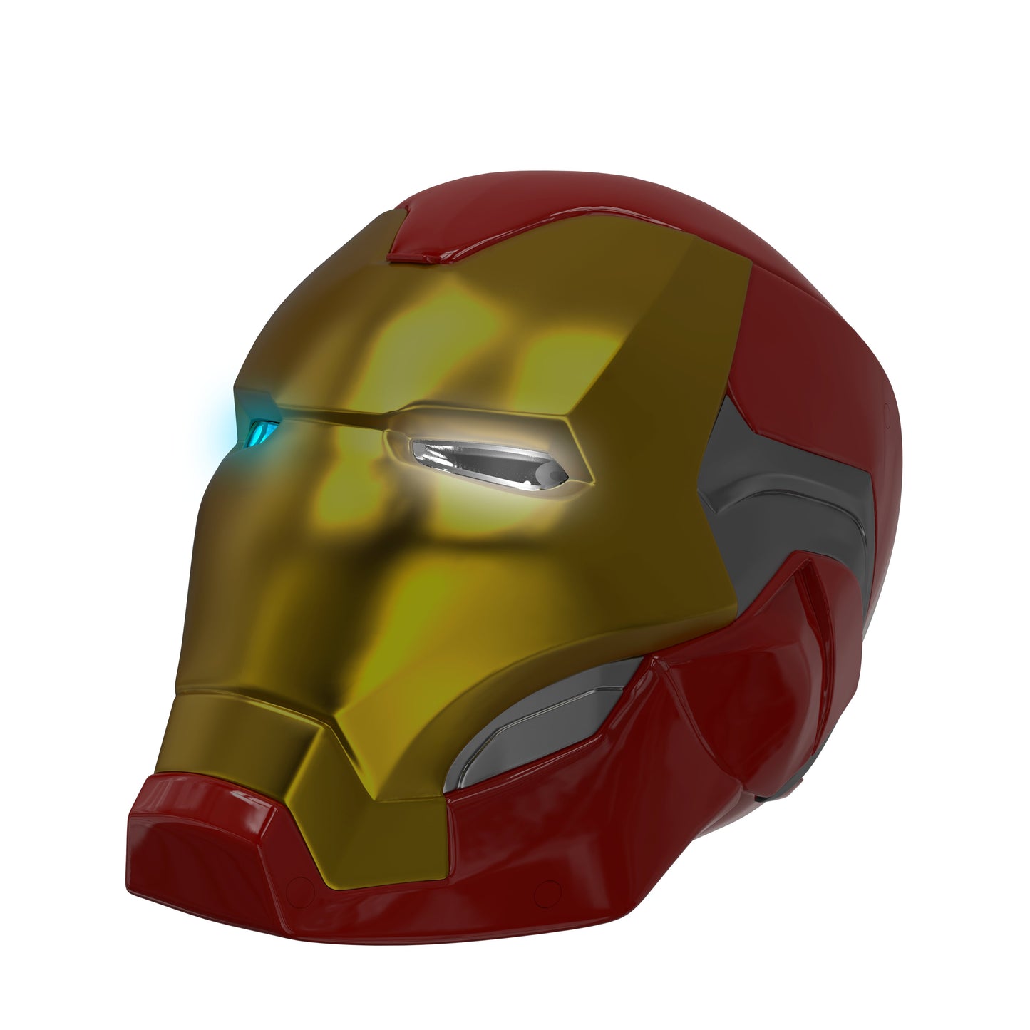 Back view of the Iron Man helmet bucket showing the sleek curved armor styling