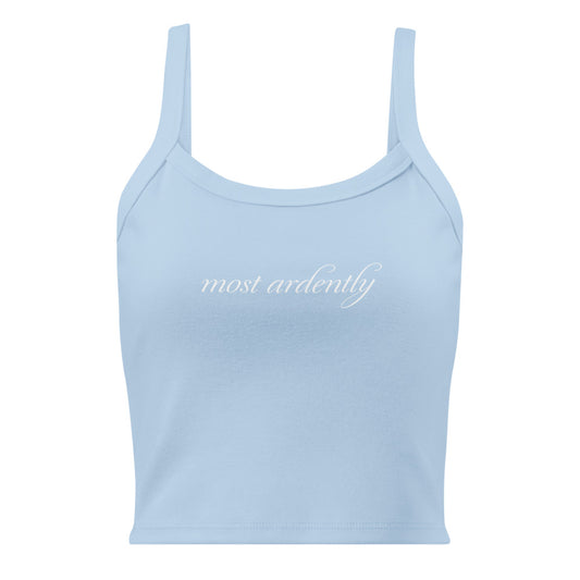 Pride & Prejudice Pride and Prejudice Most Ardently Women's Ribbed Tank Top Women's Micro-Rib Tank Top Solid Baby Blue Blend-0