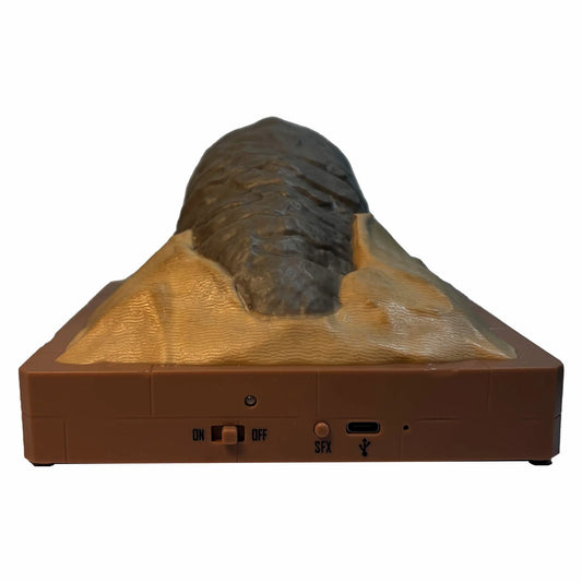Dune Shai-Hulud Sandworm Bluetooth Speaker angled front view on a limestone base-5
