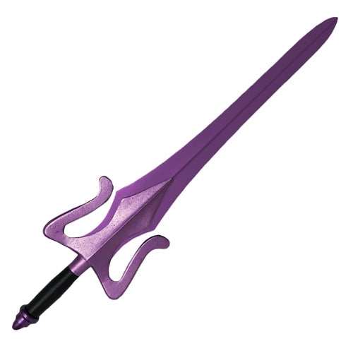 Masters of the Universe Skeletor Sword prop replica showing the full 40-inch steel blade and display plaque.-3