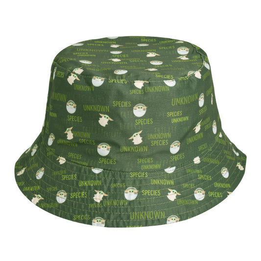 Star Wars Grogu Women's Green Corduroy Reversible Bucket Hat front view showing embroidered Grogu-1