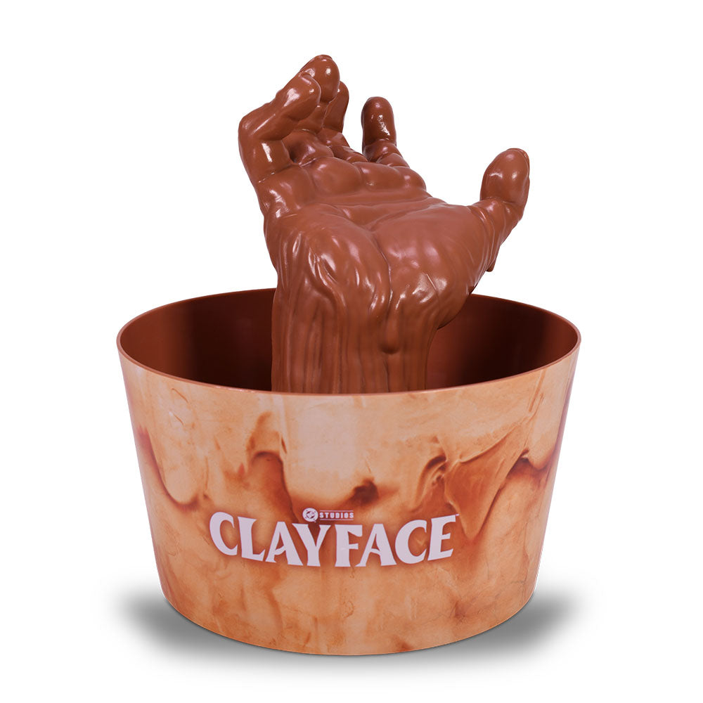 Front view of the sculpted Clayface collectible bucket showing movie-themed detailing