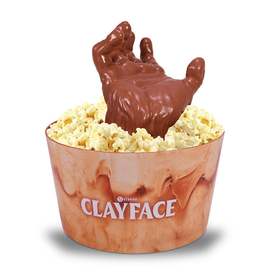 Front view of the sculpted Clayface collectible bucket showing movie-themed detailing-1