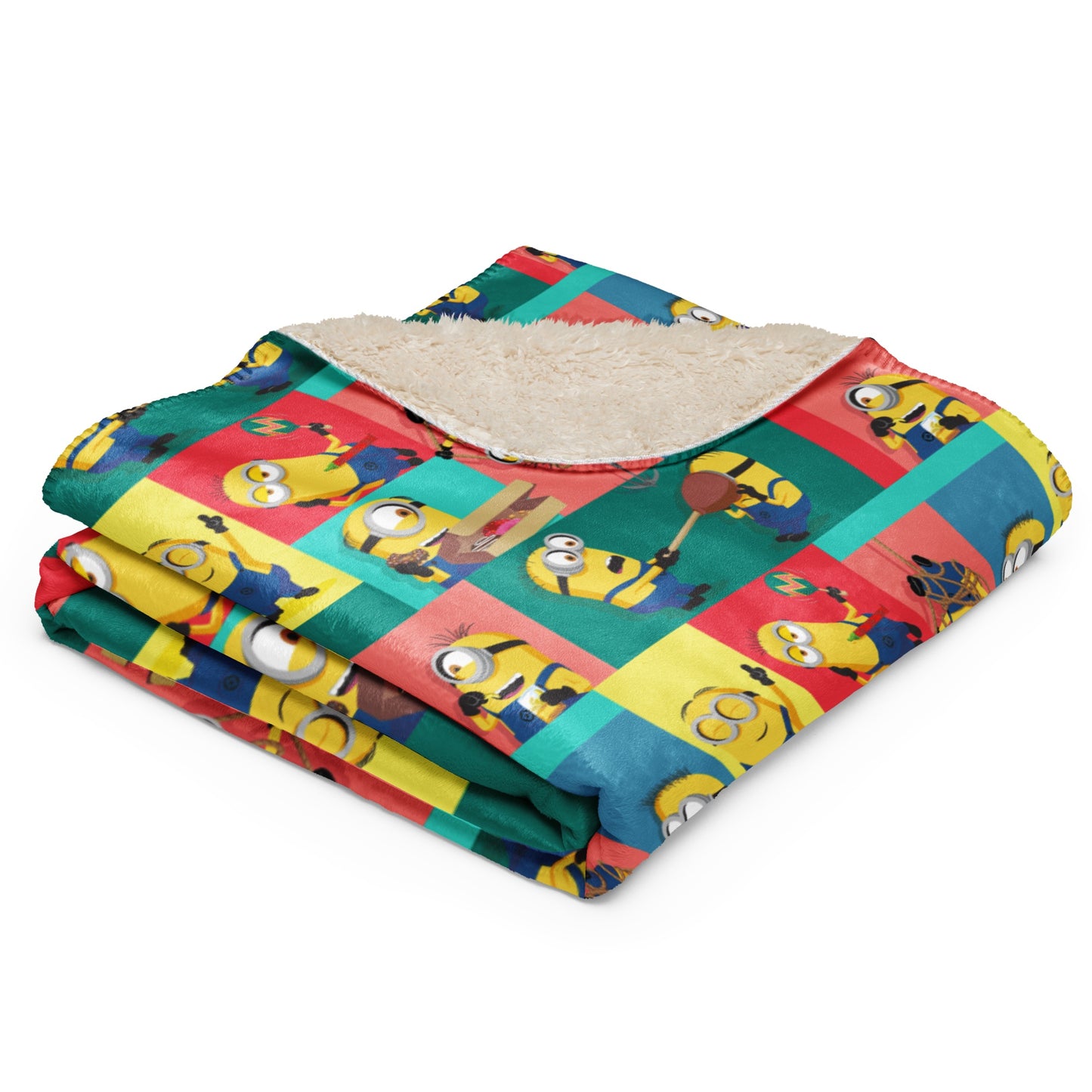 AMC- Despicable Me 4 Minion Pattern Sherpa Blanket