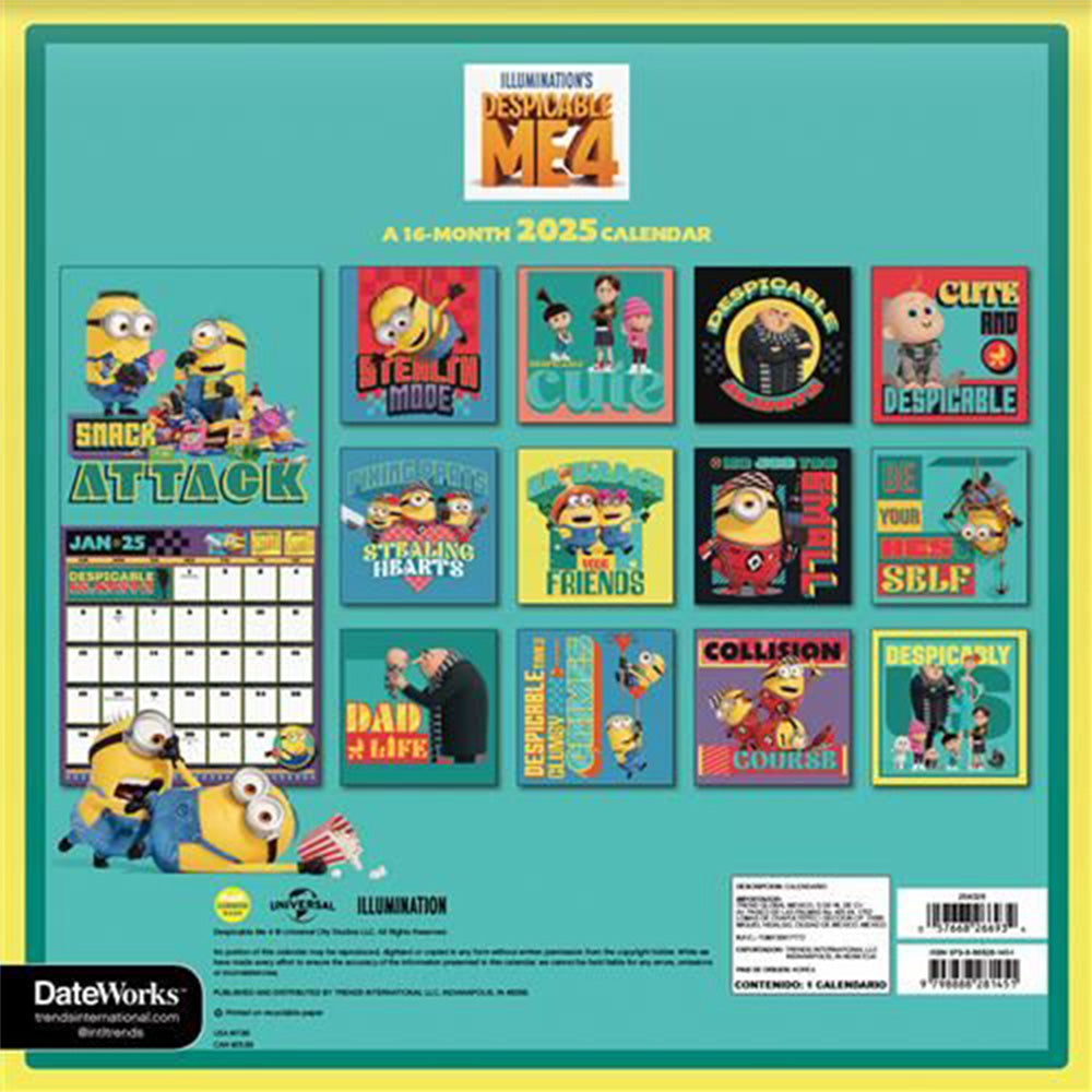 Despicable Me 4 2025 16-Month Wall Calendar