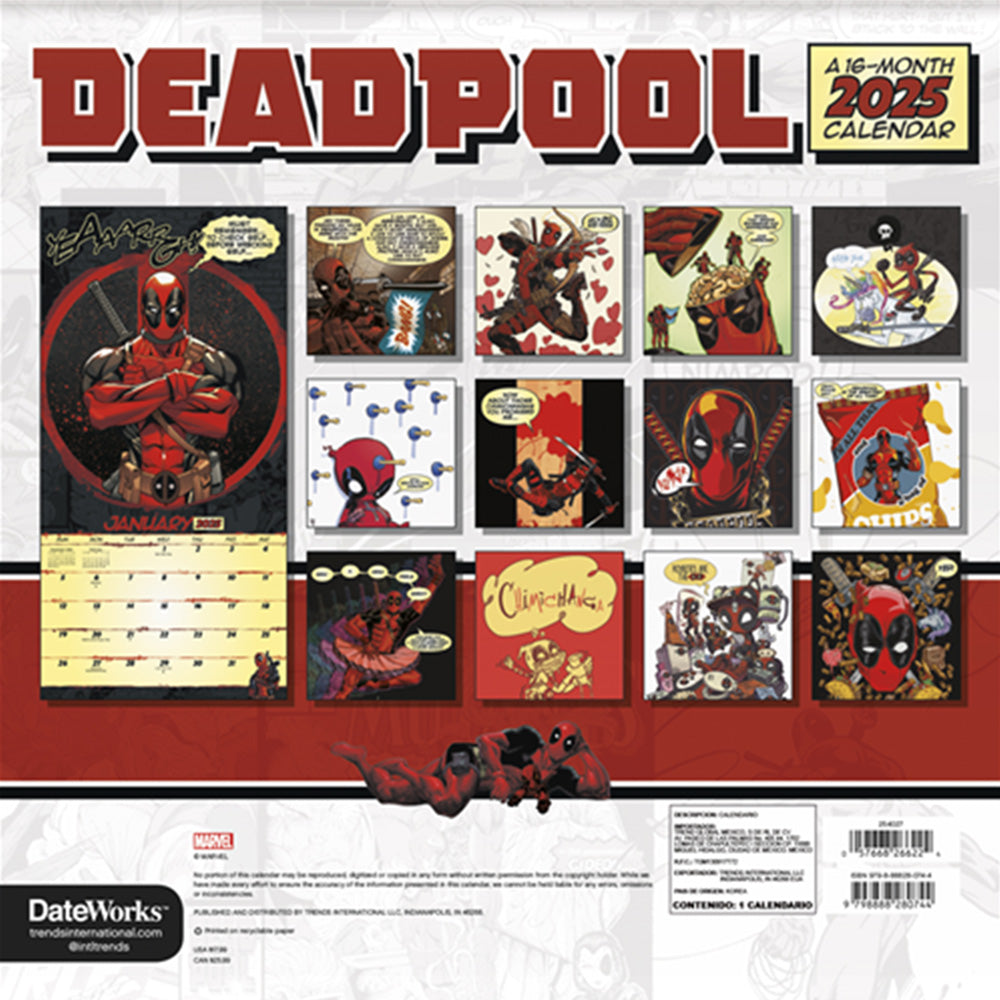 Deadpool 2025 16-Month Wall Calendar