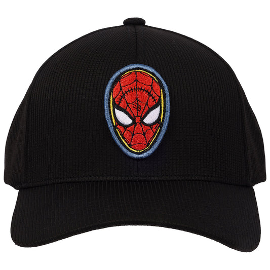 Front view of the black Marvel x Element Spider-Man Brand New Day hat with mask patch.-1