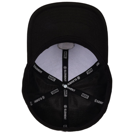 Front view of the black Marvel x Element Spider-Man Brand New Day hat with mask patch.-7