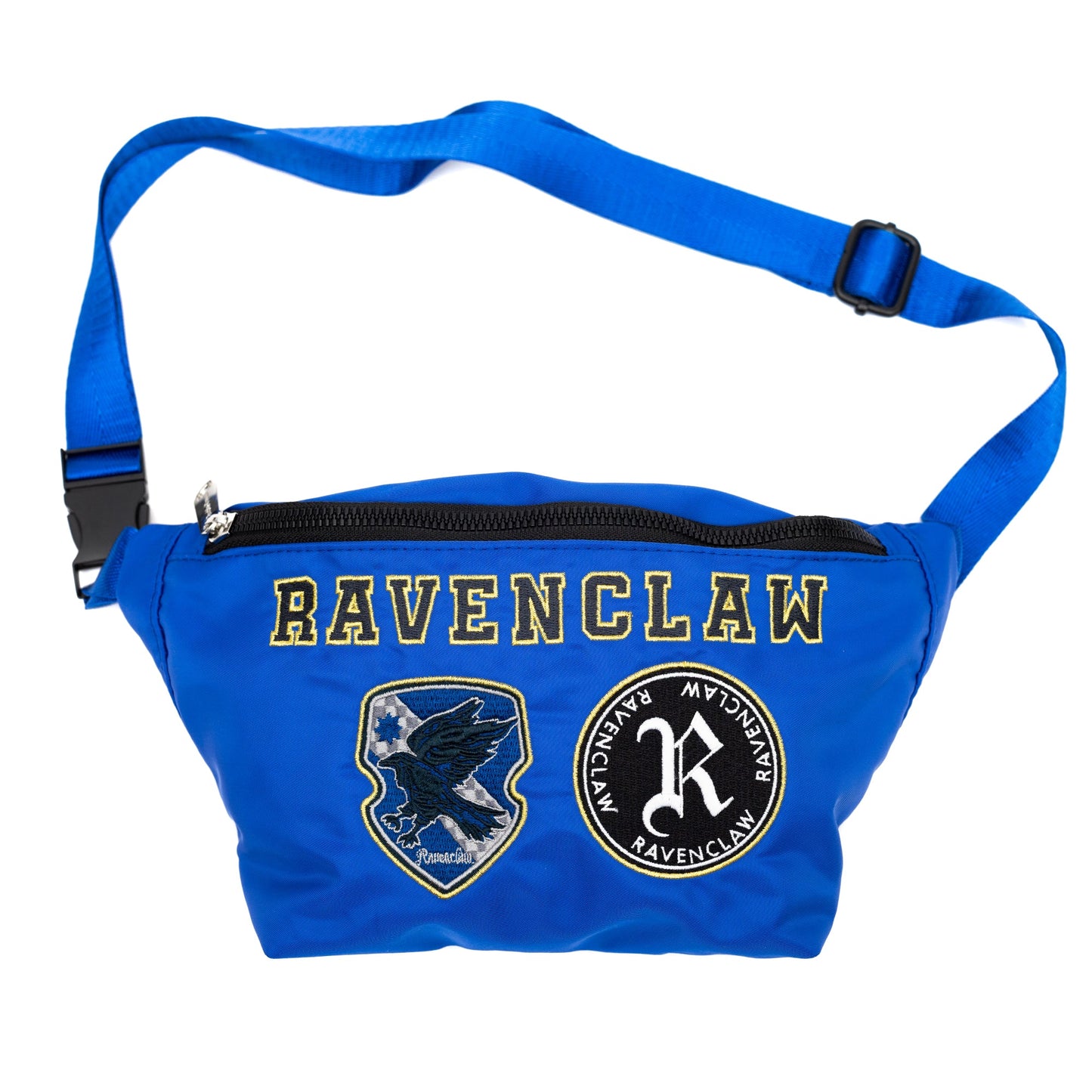 Harry Potter Ravenclaw fanny pack showing storage space and adjustable strap