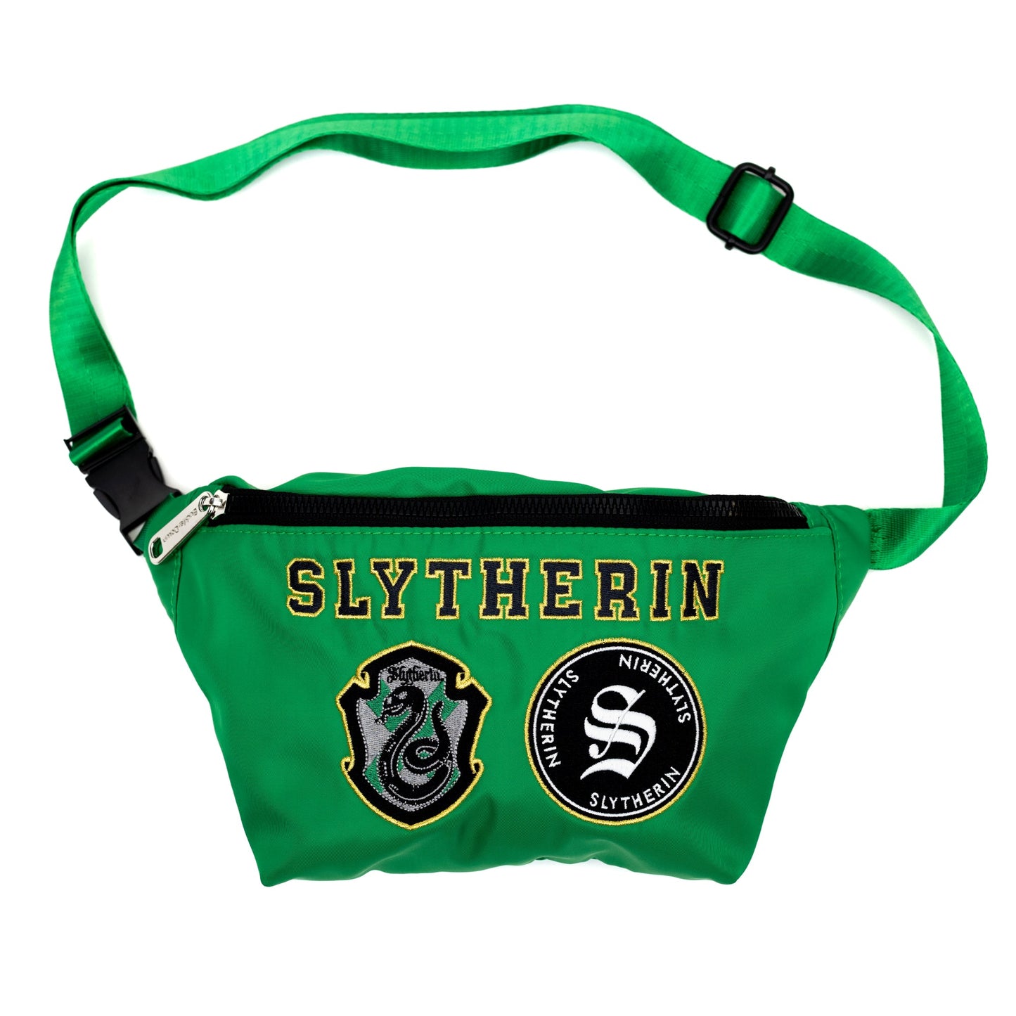 Slytherin fanny pack showing interior storage space