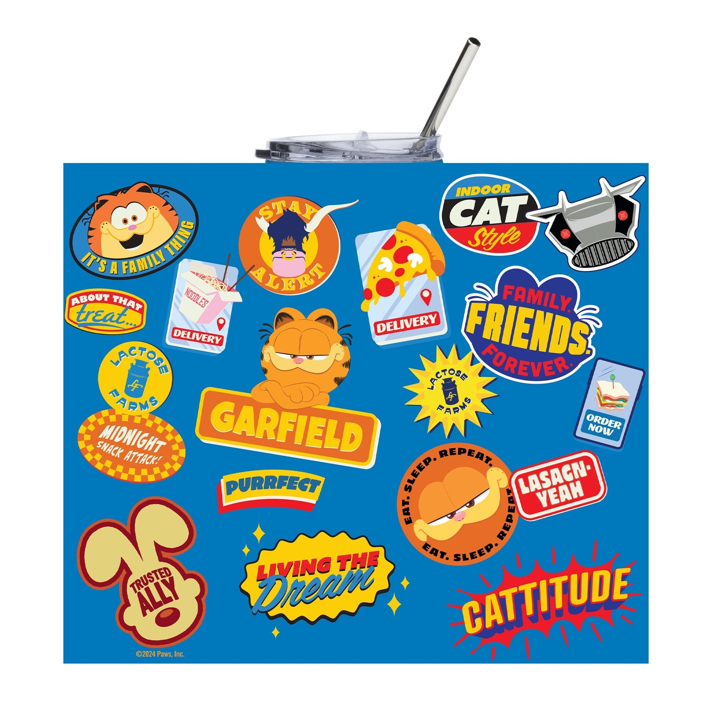 The Garfield Movie Sticker Icons Water Bottle