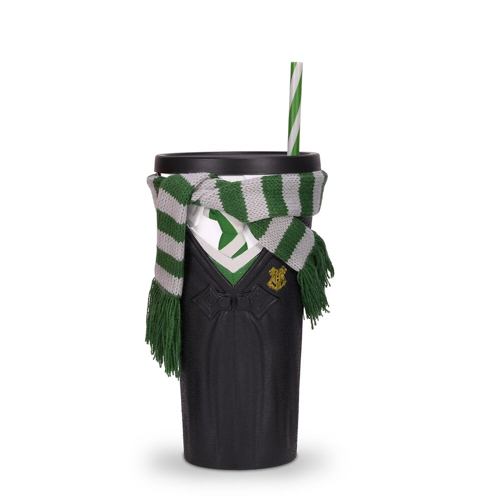 Harry Potter Slytherin Grippr House collectible cup with real scarf front view