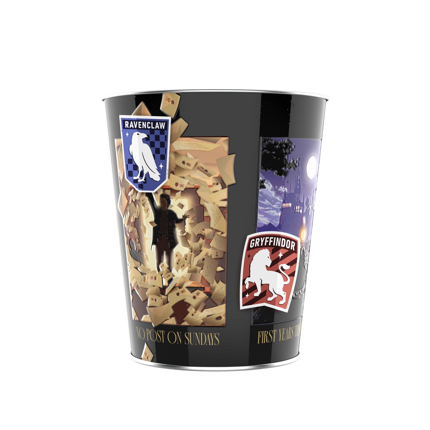 Display angle of the Harry Potter collectible tin and magnets