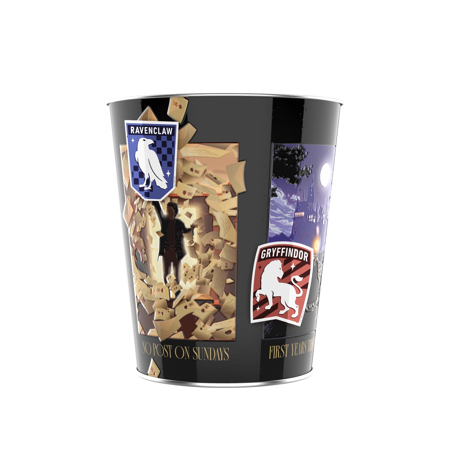 Display angle of the Harry Potter collectible tin and magnets