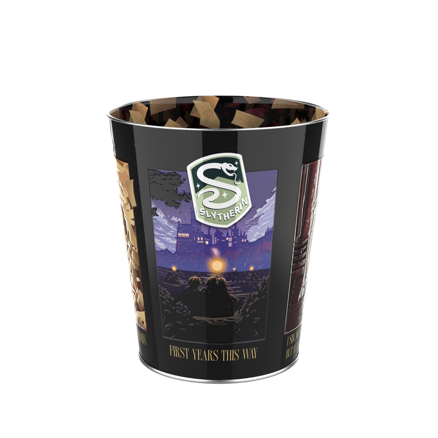 Close-up detail of the Harry Potter 25th anniversary tin design