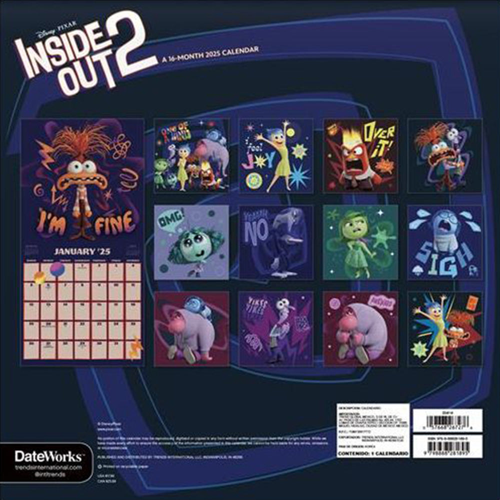 Inside Out 2 2025 16-Month Wall Calendar