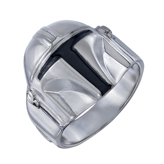 Star Wars x RockLove The Mandalorian Helmet Ring in gunmetal finish.-1