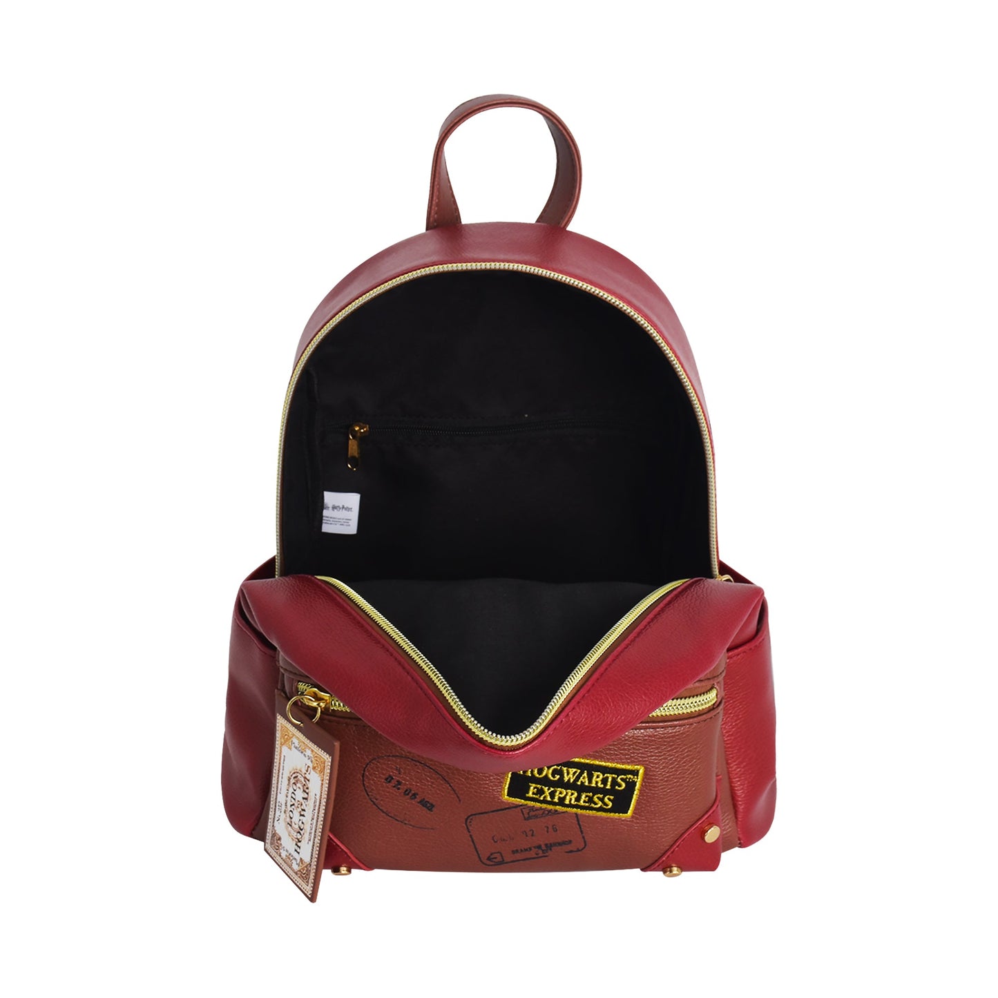 Back view of the Harry Potter mini backpack showing adjustable burgundy straps