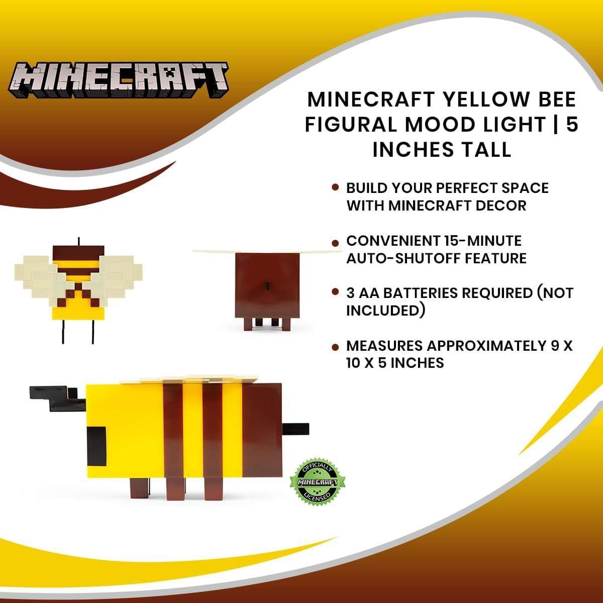 Minecraft Bee 5 Inch Figural Mood Light