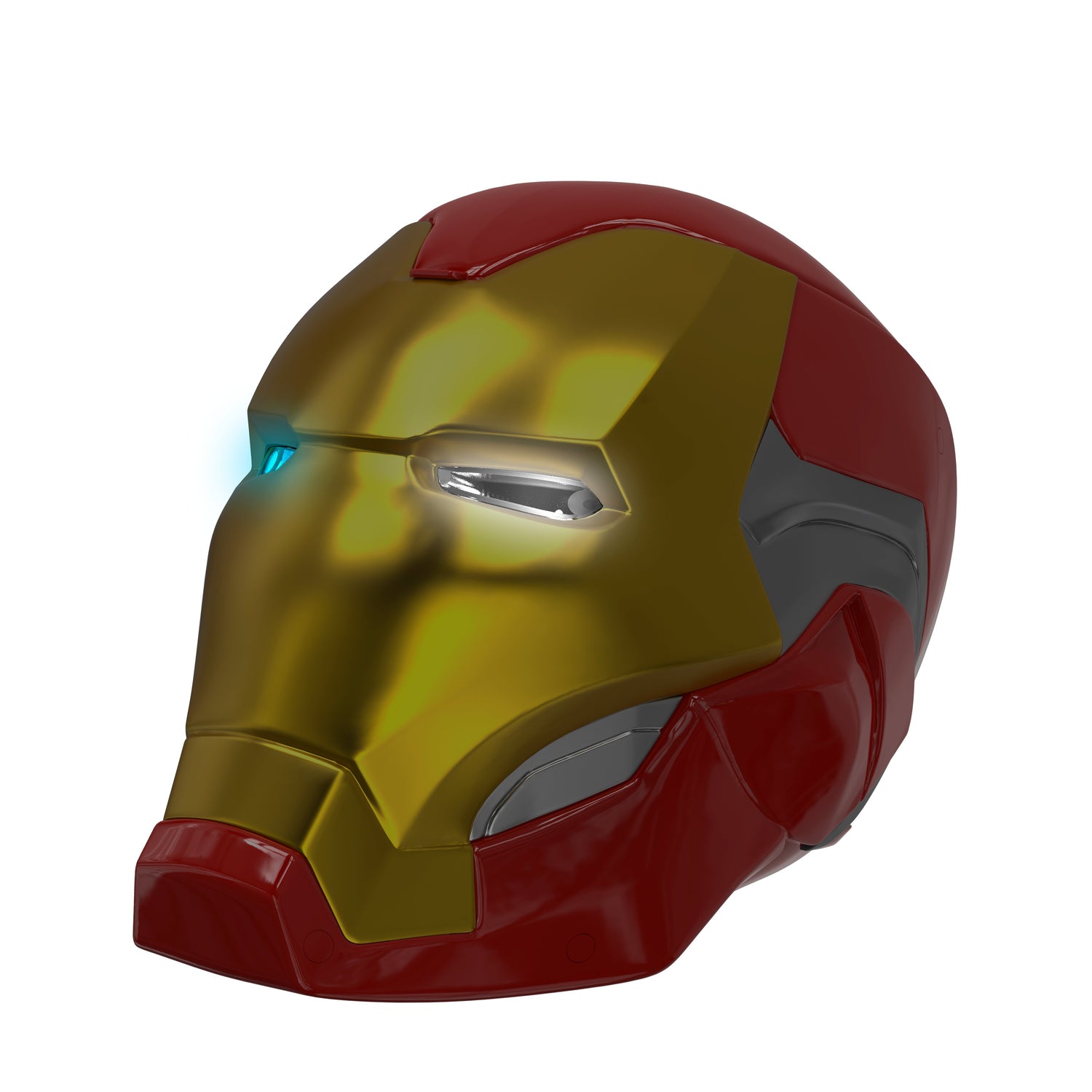 Back view of the Iron Man helmet bucket showing the sleek curved armor styling