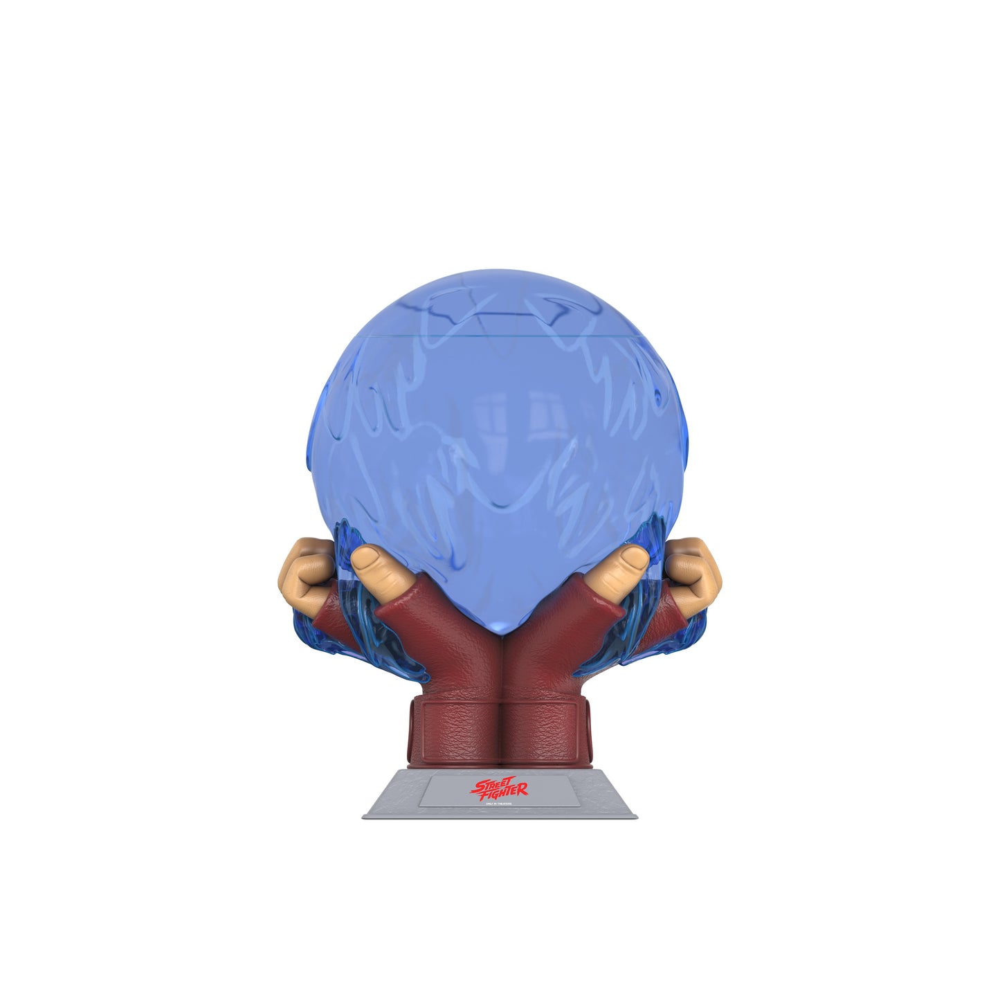 Detail shot of the official Street Fighter branding and logo plaque on the bucket