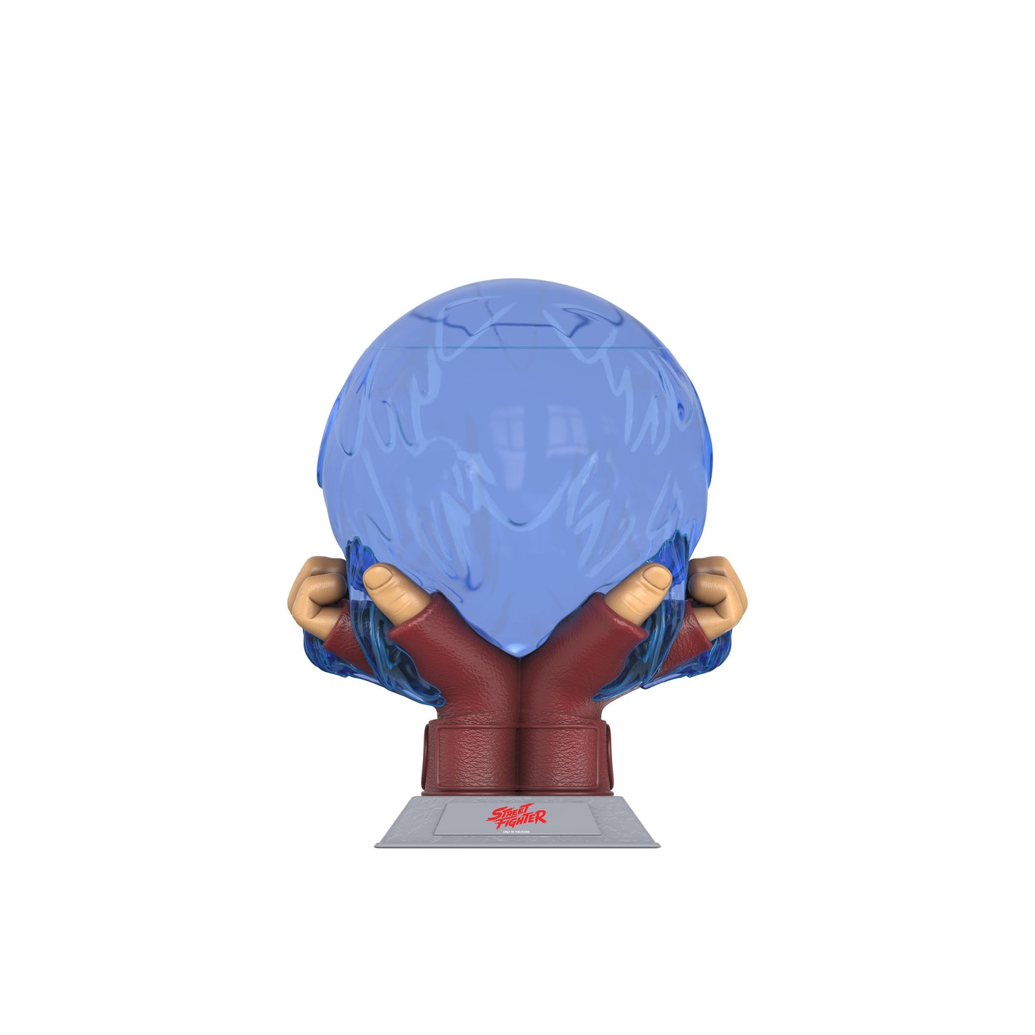 Detail shot of the official Street Fighter branding and logo plaque on the bucket
