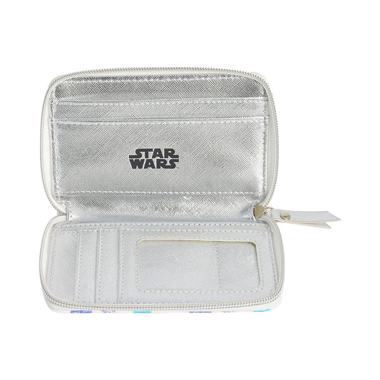 Front view of the Star Wars Grogu handle ball white zip around wallet-2