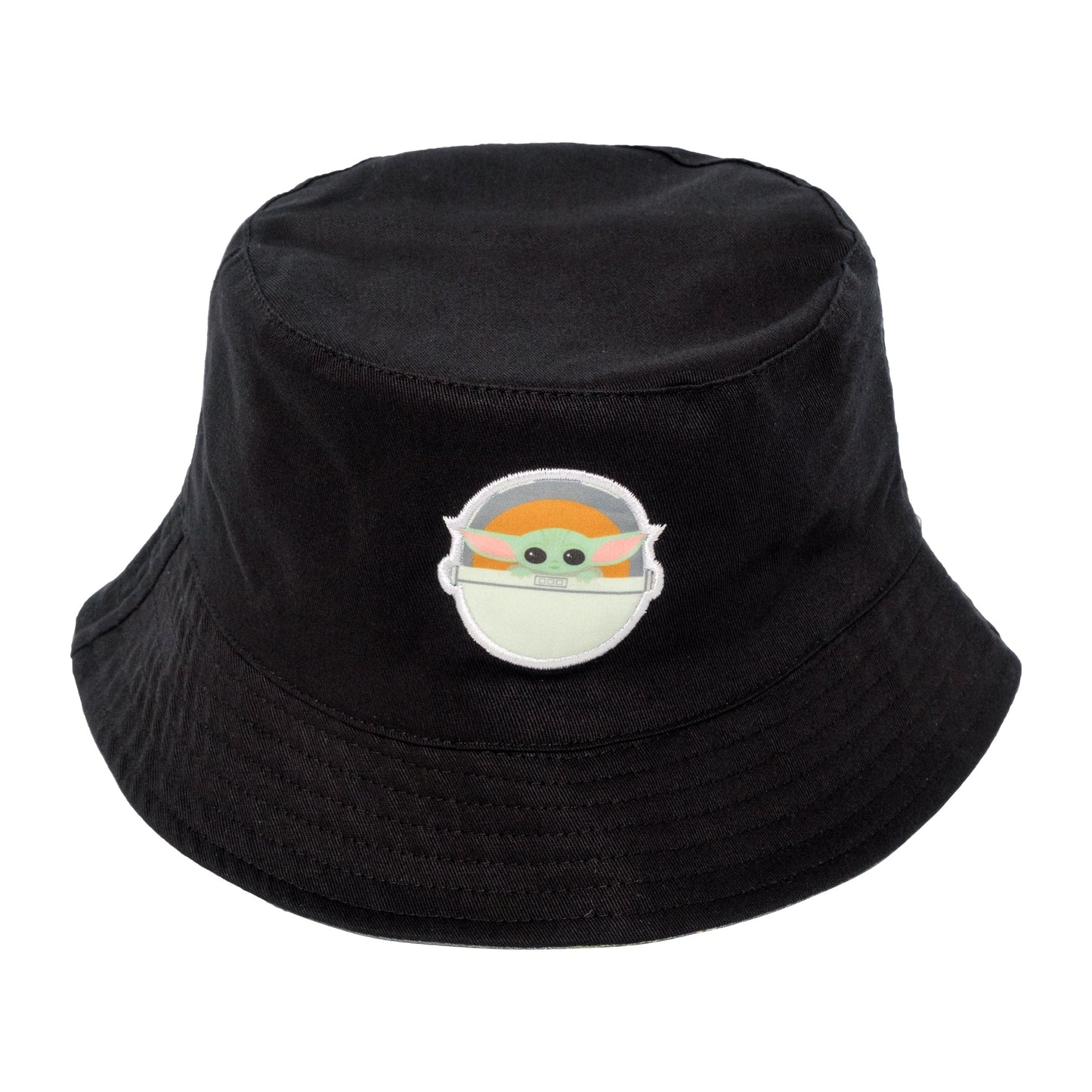 Star Wars Grogu Women's Green Corduroy Reversible Bucket Hat front view showing embroidered Grogu