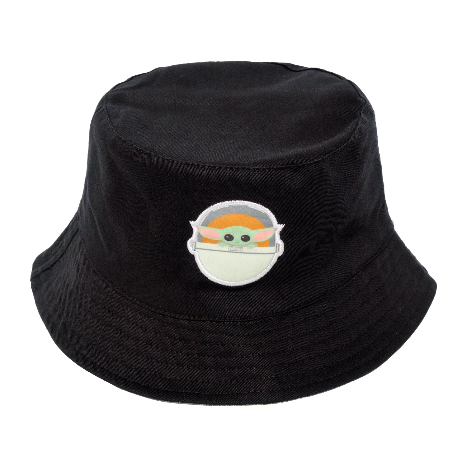 Star Wars Grogu Women's Green Corduroy Reversible Bucket Hat front view showing embroidered Grogu