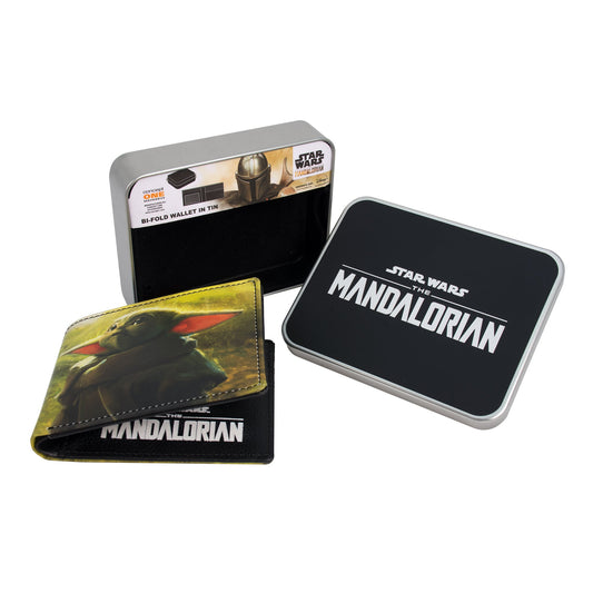 Disney Star Wars Grogu Wallet, The Mandalorian Slim Bifold Wallet with Decorative Tin Case Unisex-0