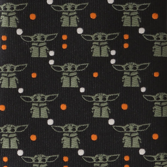 Star Wars Grogu Black and Orange Dotted Tie front view-4