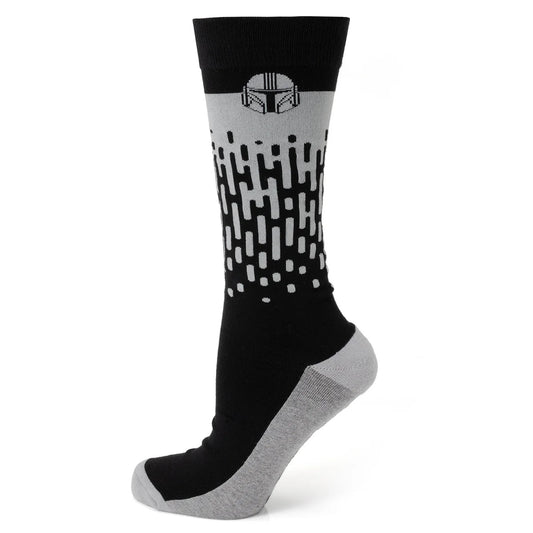 Star Wars The Mandalorian grey dress socks featuring repeating helmet patterns and This Is The Way text.-1