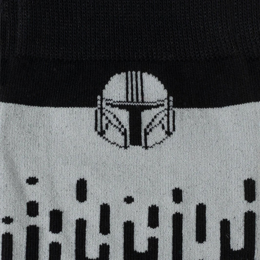 Star Wars The Mandalorian grey dress socks featuring repeating helmet patterns and This Is The Way text.-2