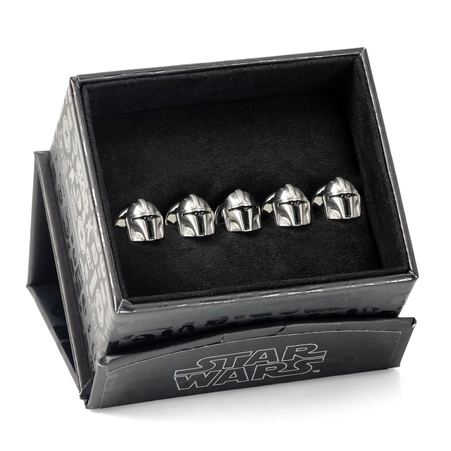 Mandalorian studs on white background
