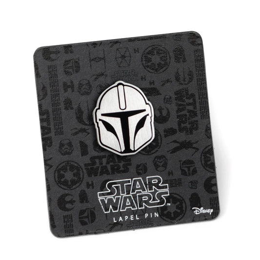 Star Wars Mandalorian Helmet Lapel Pin front view showing silver finish-4