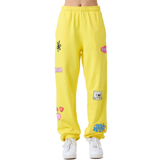 Clueless Graphic Sweatpants Yellow-3