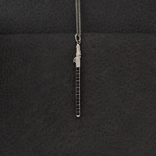 Star Wars x RockLove Darksaber Crystal Lightsaber Necklace featuring a black rhodium finish and square-cut crystals.-2
