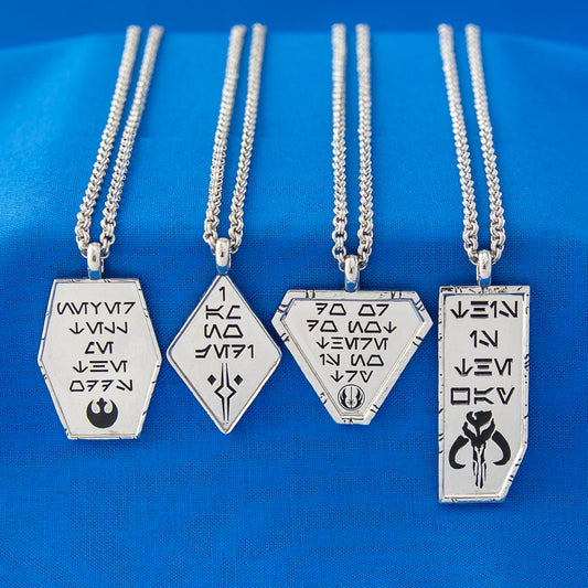 Star Wars x RockLove This is the Way necklace with Aurebesh engraving and Mythosaur symbol-7