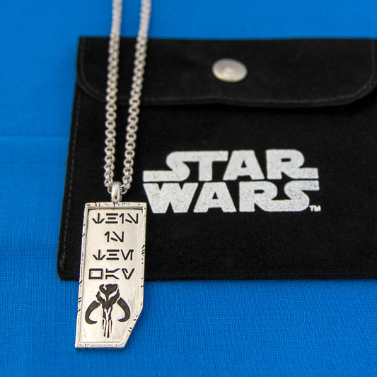 Star Wars x RockLove This is the Way necklace with Aurebesh engraving and Mythosaur symbol-5