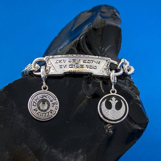 Star Wars x RockLove May the Force Galactic Forge Bracelet with Aurebesh engraving-4