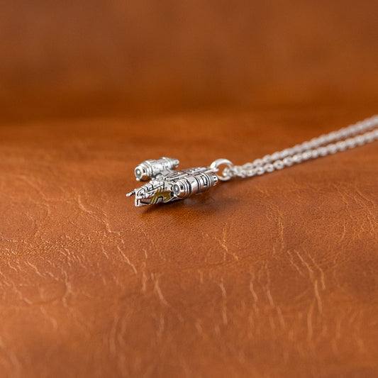 Star Wars x RockLove Razor Crest Sterling Silver Necklace pendant close up-5