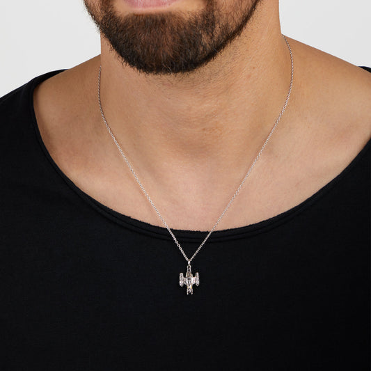 Star Wars x RockLove Razor Crest Sterling Silver Necklace pendant close up-4
