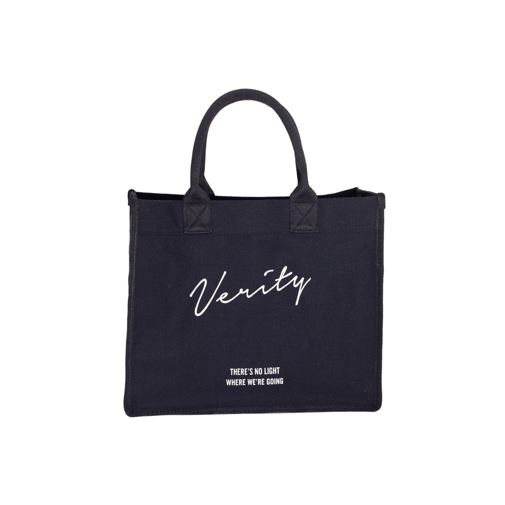 Front view of the Verity cotton canvas tote bag