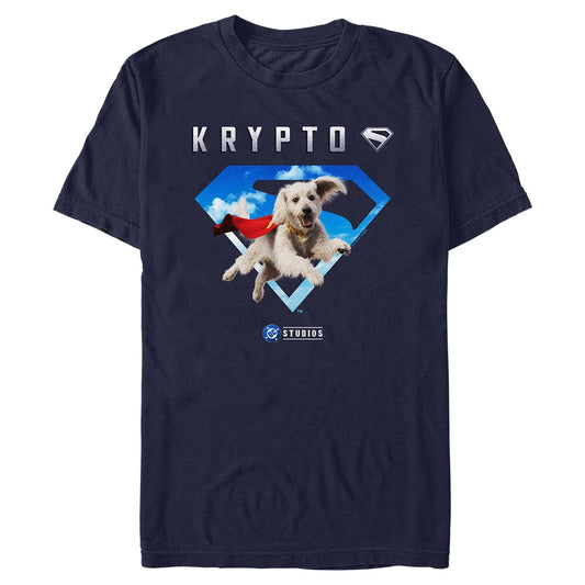 SUPERMAN (2025) Movie Krypto In Sky Logo T-shirt  Navy-0