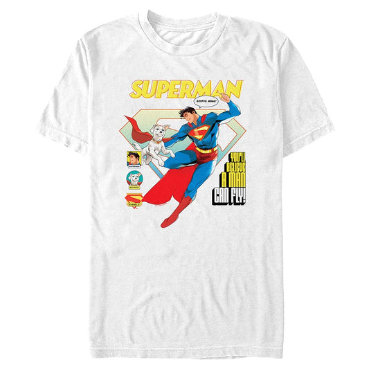SUPERMAN (2025) Movie A Man Can Fly T-shirt White-0